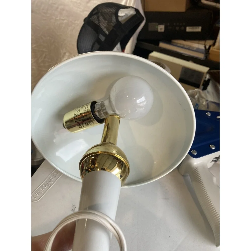 Vintage Atomic Saucer Mushroom Light  White And Gold 13